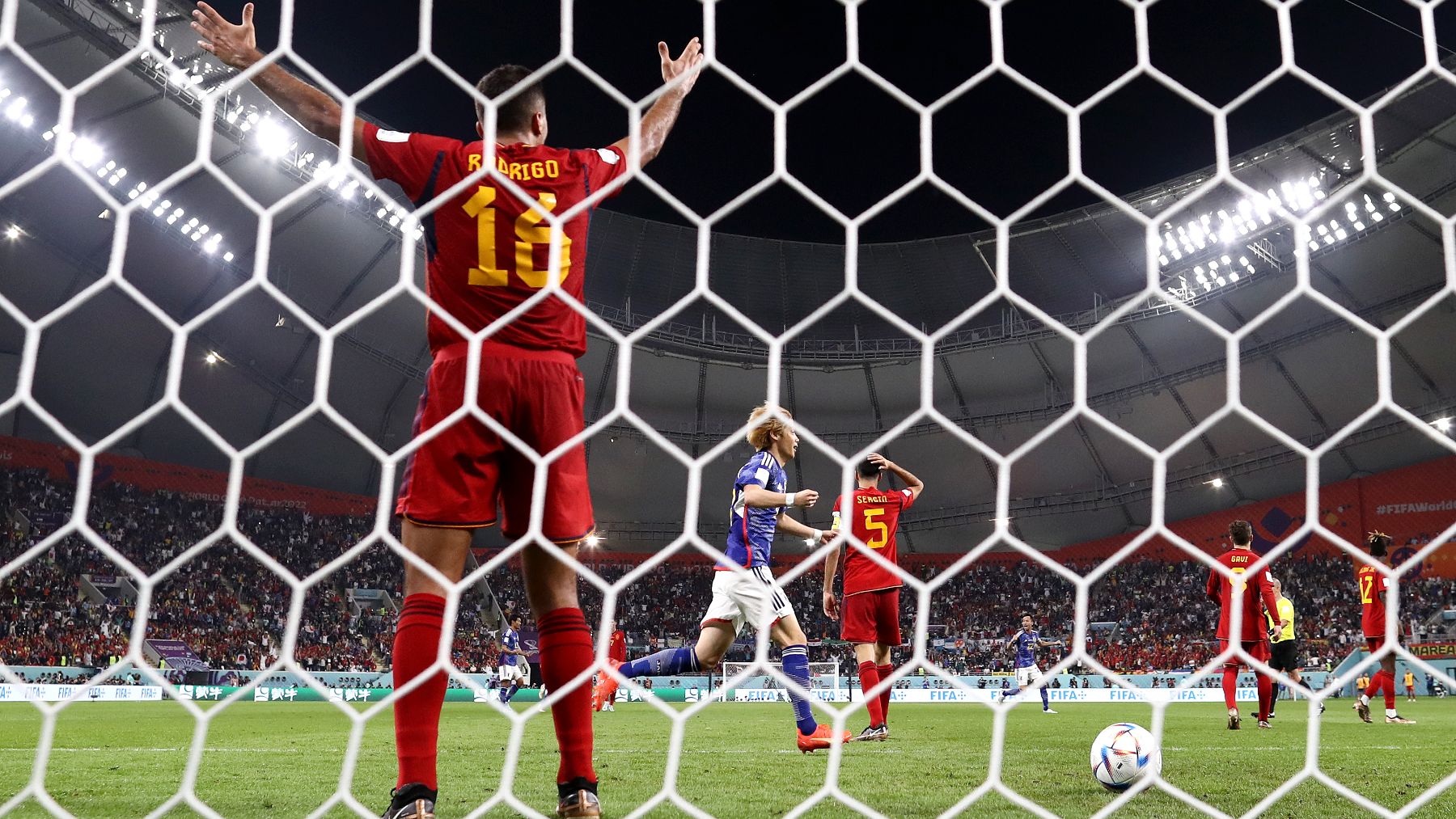 España, durante el duelo contra Japón. (Getty)