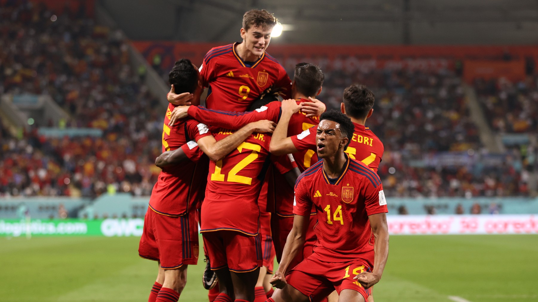 España celebra un gol ante Japón (Getty)