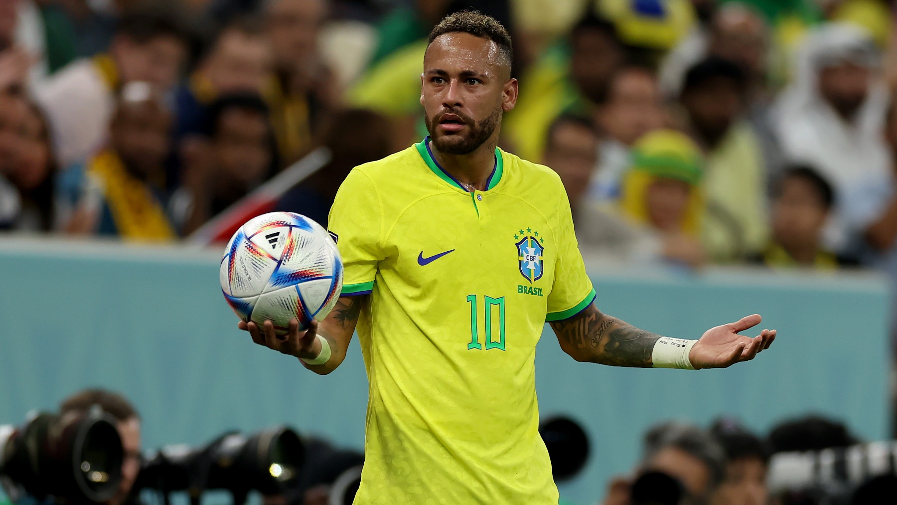 Neymar durante un partido de Brasil en el Mundial. (Getty)