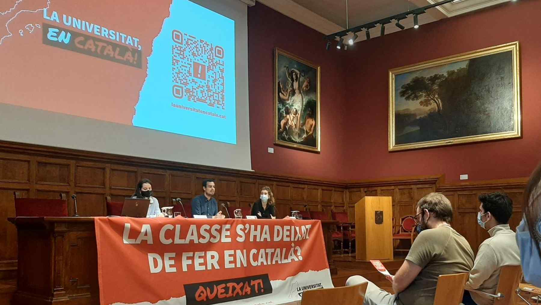 Presentación de la campaña ‘La universitat, en català!’ en Baleares de la Plataforma per la Llengua.