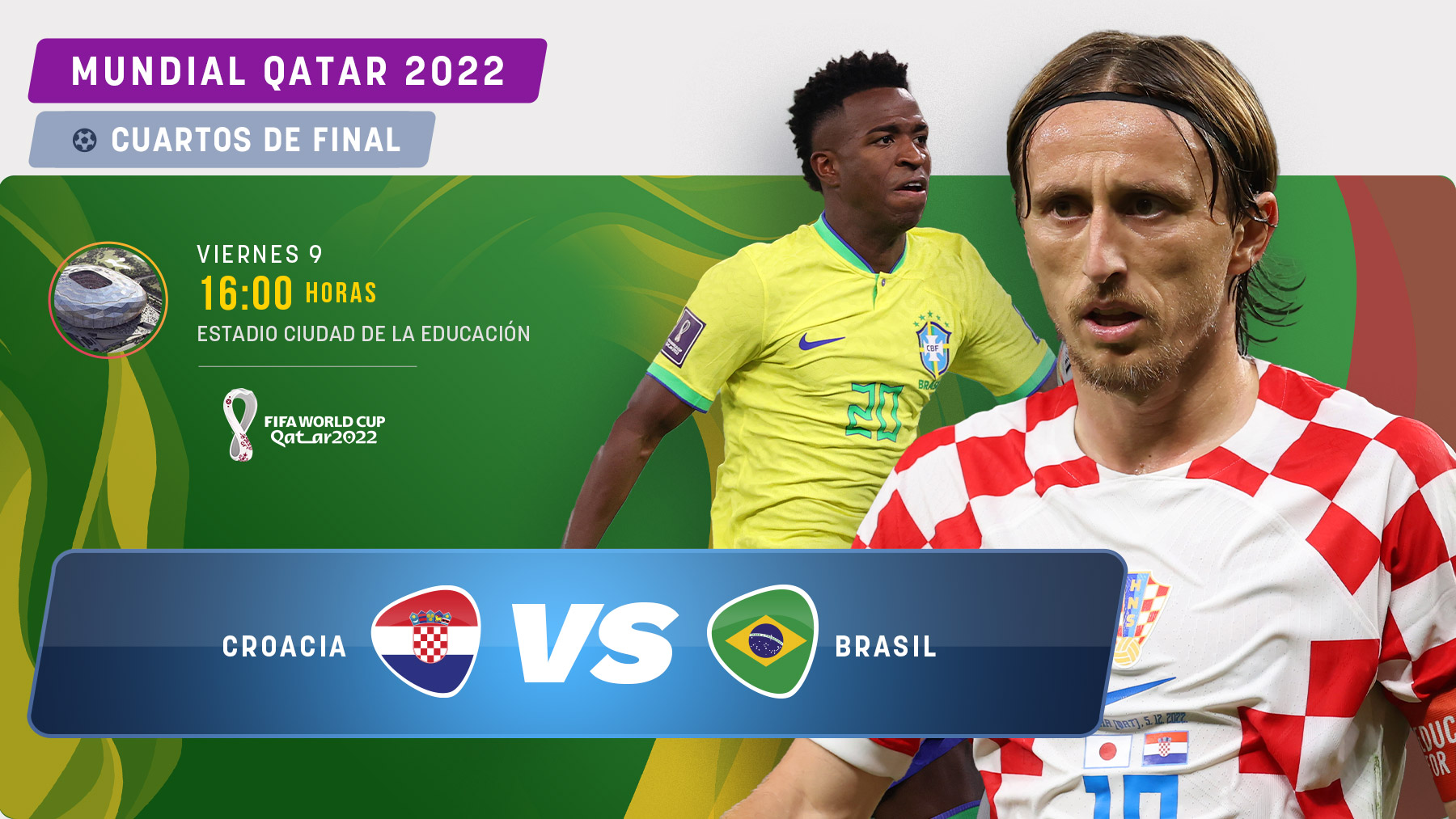 Brasil y Croacia se miden en cuartos de final.