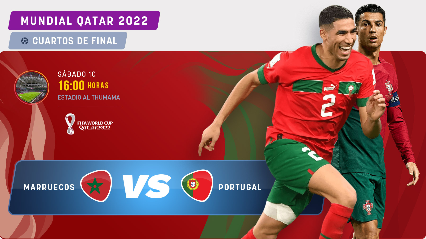Marruecos y Portugal se miden en las semifinales del Mundial.