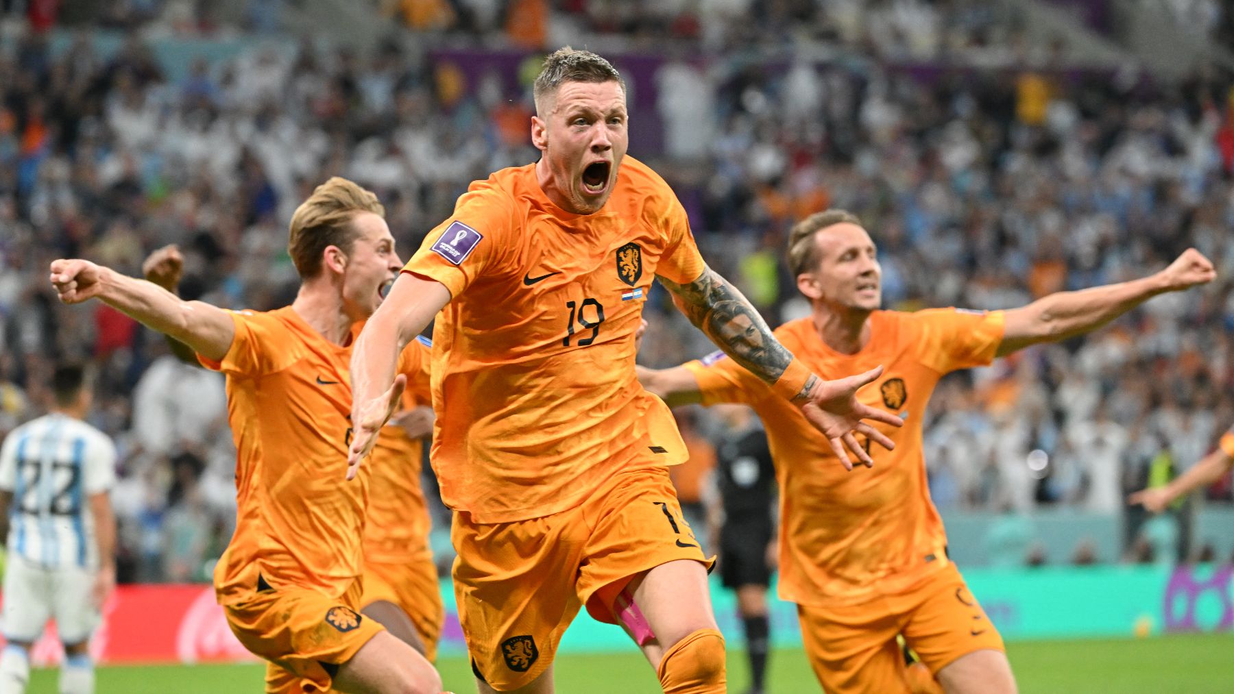 Weghorst celebra un gol ante Argentina. (AFP)