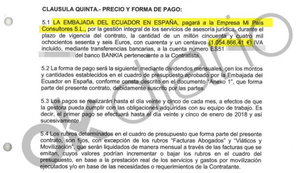Contrato de 1,8 millones entre la Embajada de Ecuador en España y Mi País Consultores SL.
