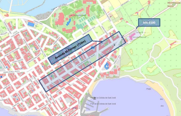 Plano de la Avenida Marquès del Palmer donde se va a acometer la reforma.