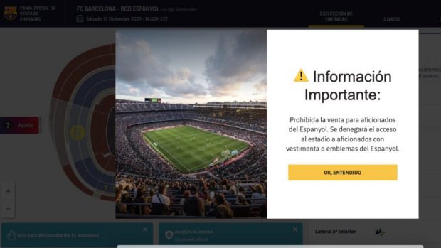 El Barça veta al Espanyol: no venderá entradas a sus aficionados y prohíbe sus camisetas en el derbi