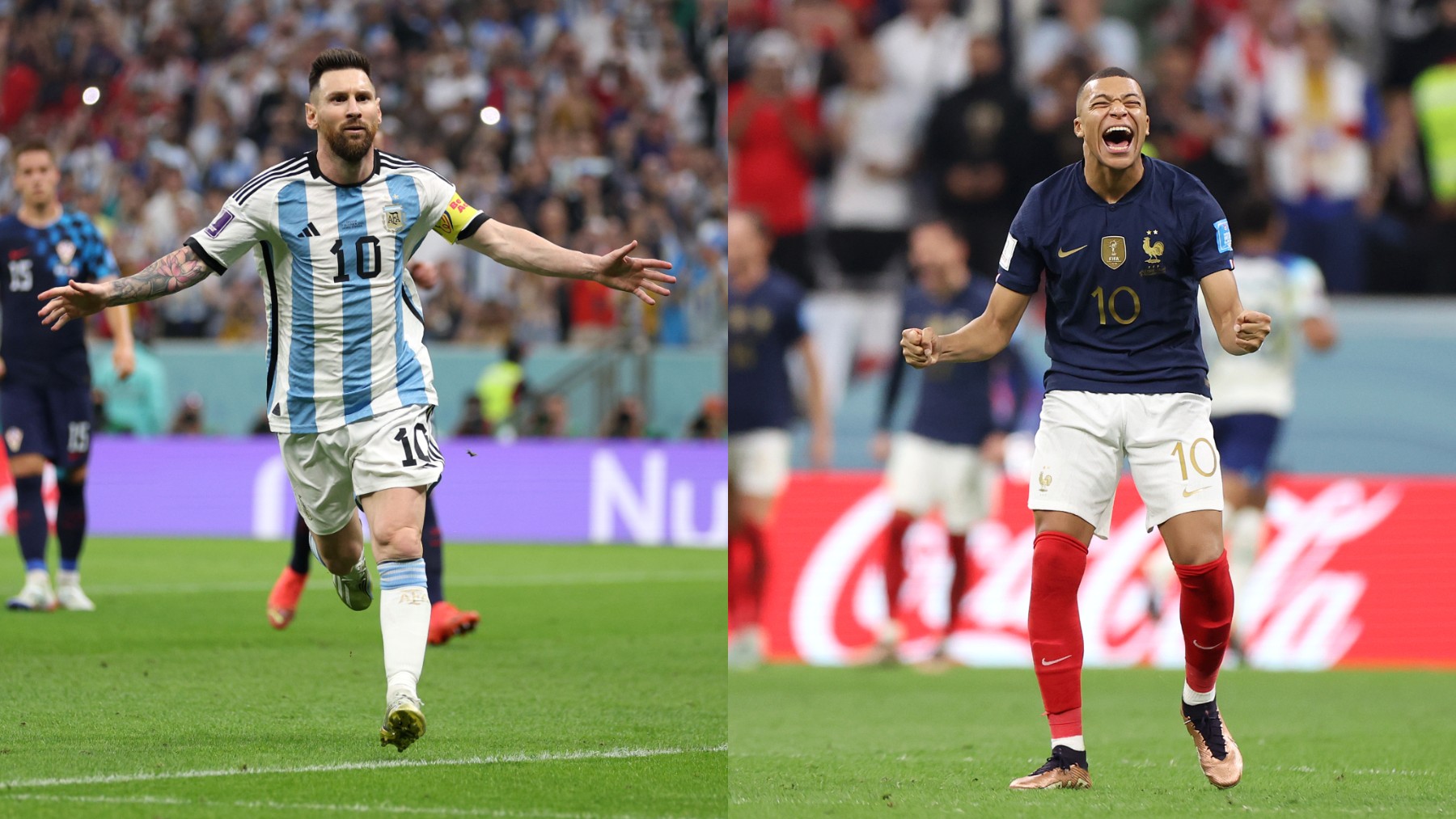 Lionel Messi y Kylian Mbappé, estrellas de la final del Mundial. (Getty)