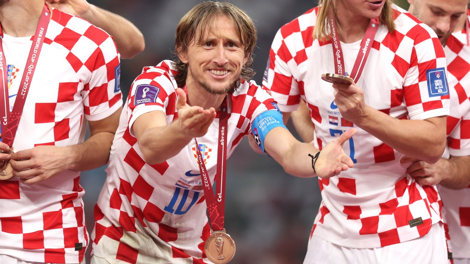 Modric festeja el tercer puesto en el Mundial. (Getty)