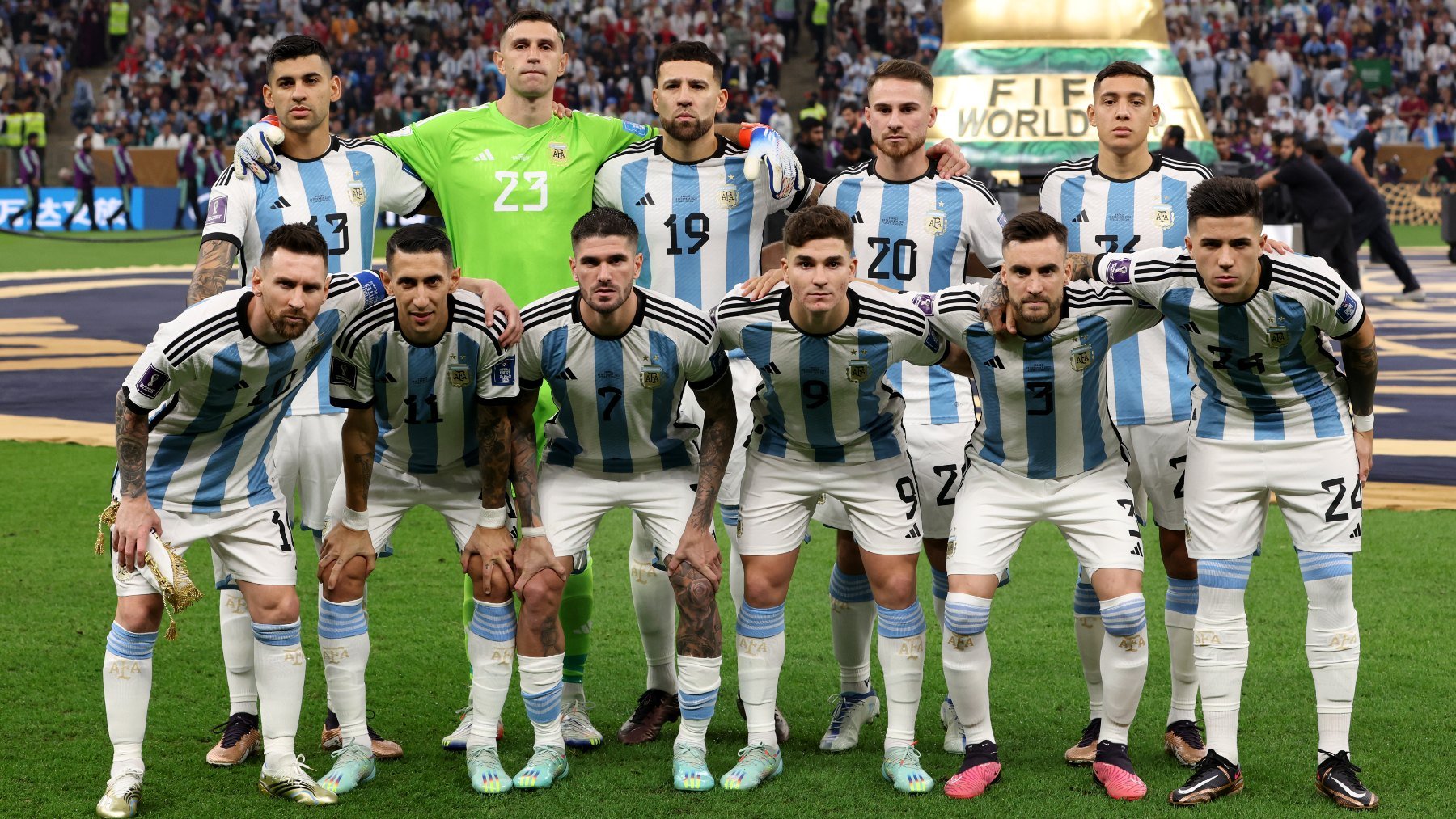 El once inicial de Argentina en la final del Mundial. (Getty)