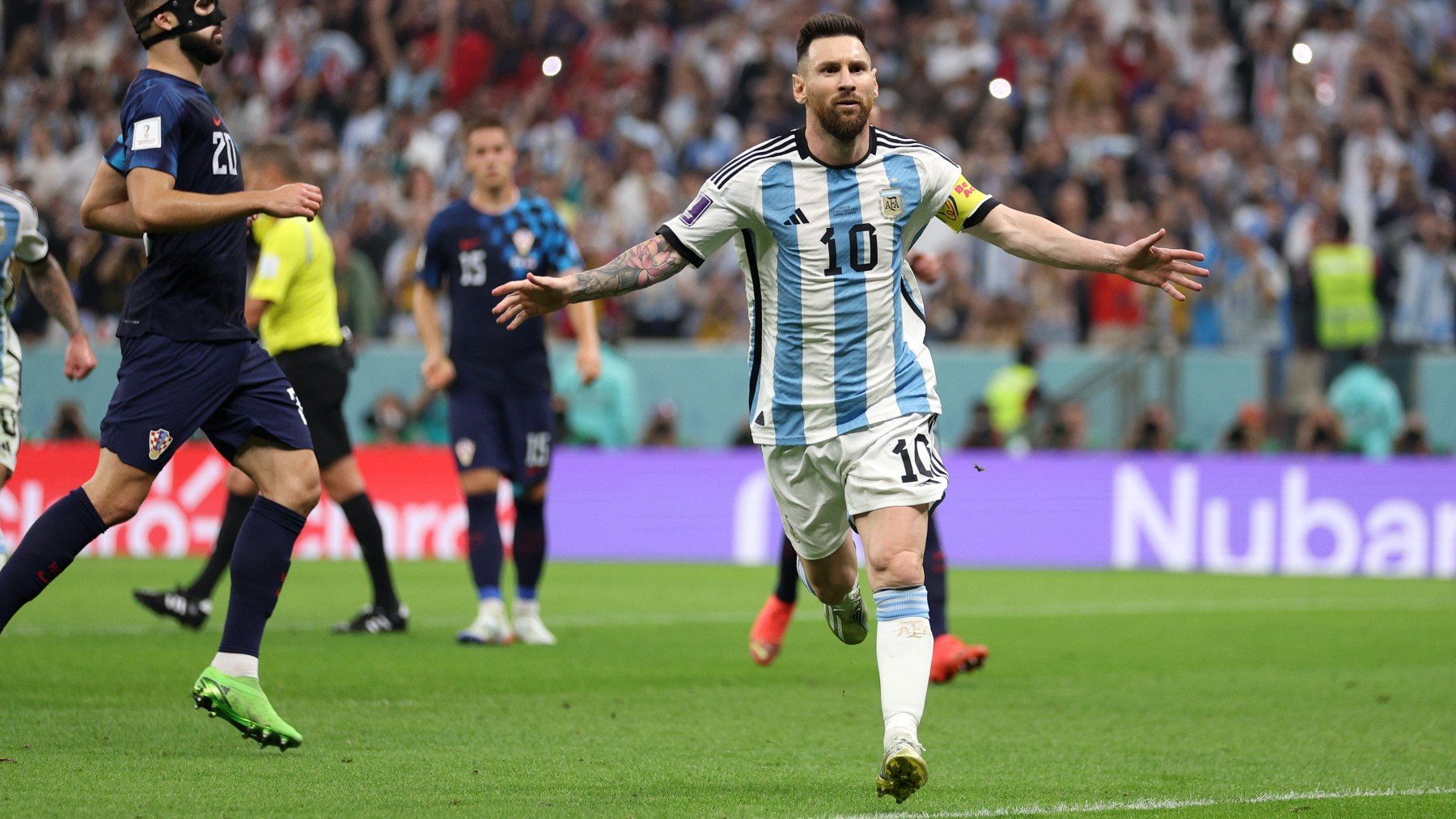 Messi celebra un gol en el Mundial. (Getty)