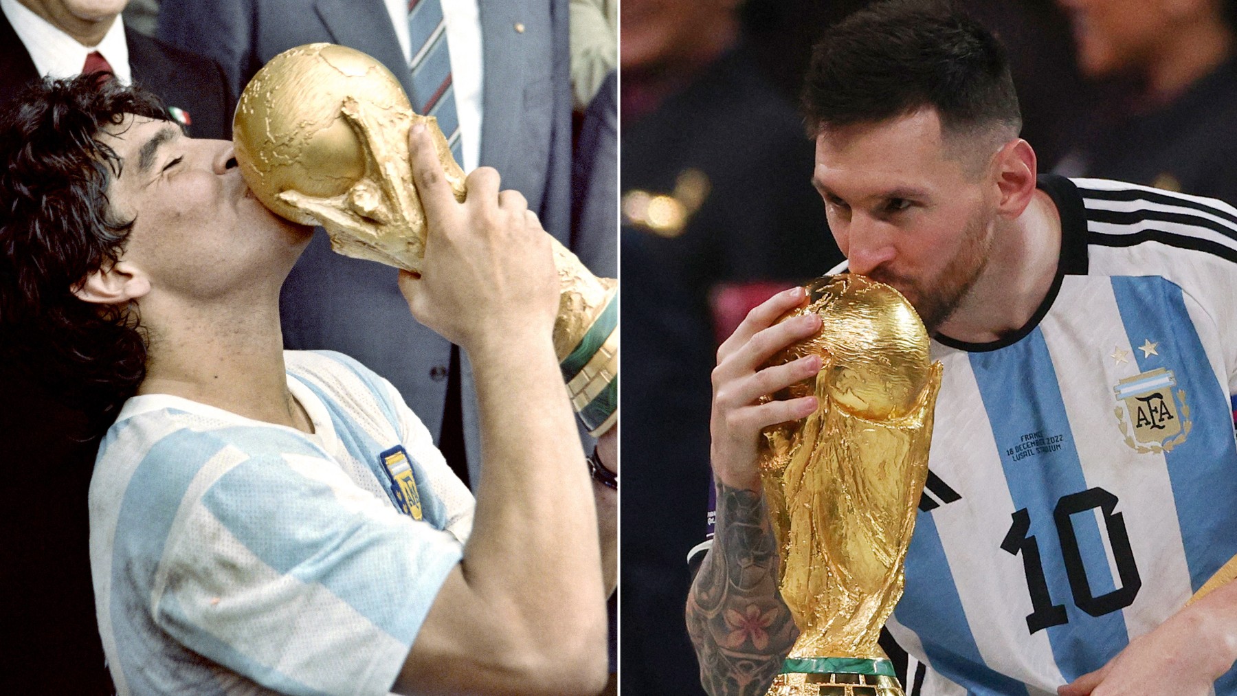 Messi y Maradona. (AFP)