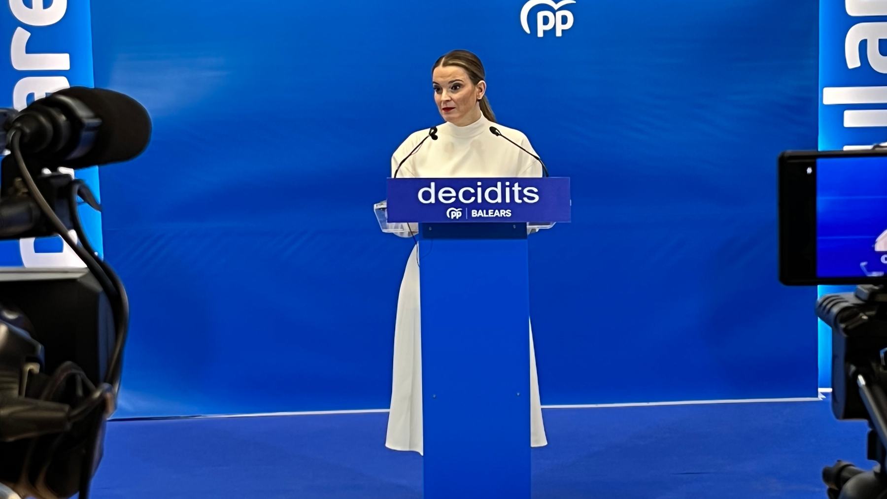 La presidenta del PP balear, Marga Prohens, hoy, en rueda de prensa.