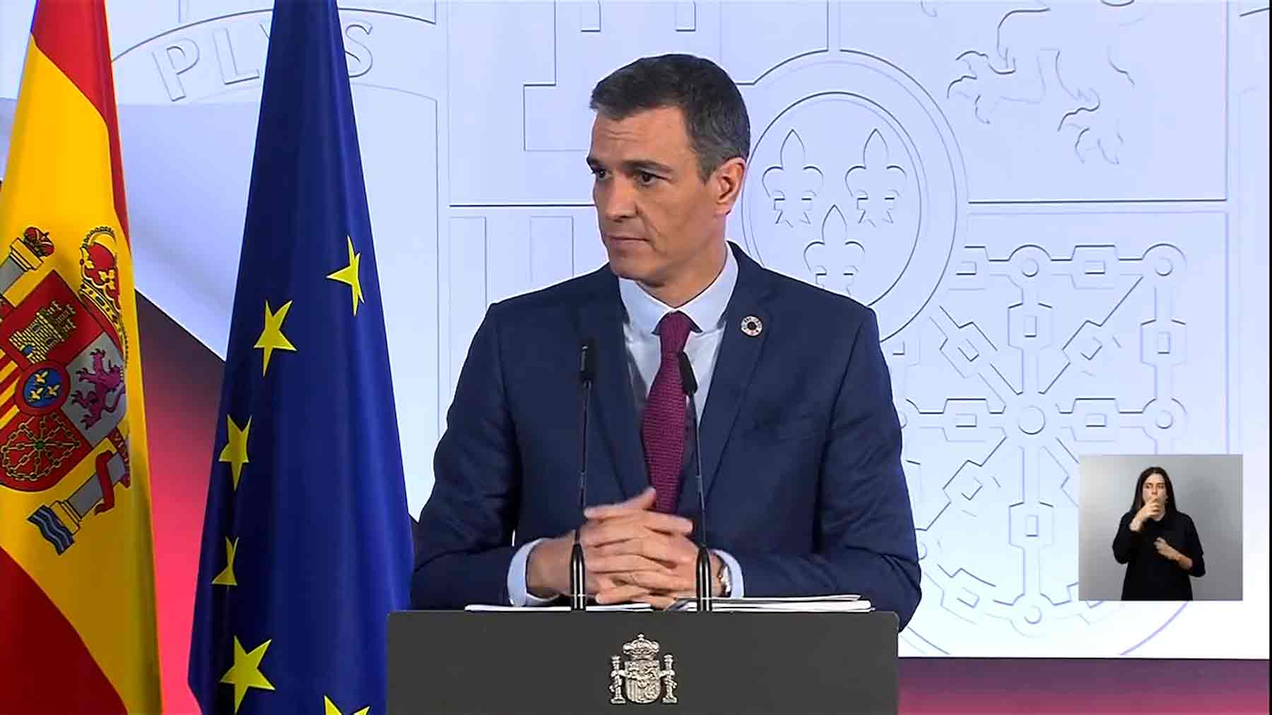 Sánchez, este martes, en el Palacio de La Moncloa