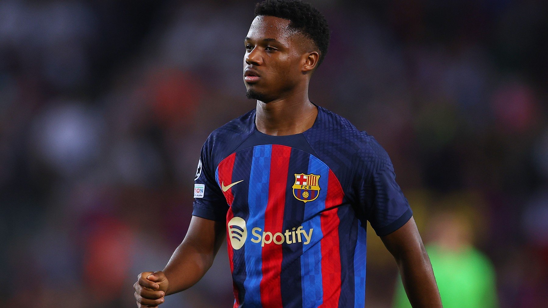 Ansu Fati en un partido con el Barcelona (Getty)