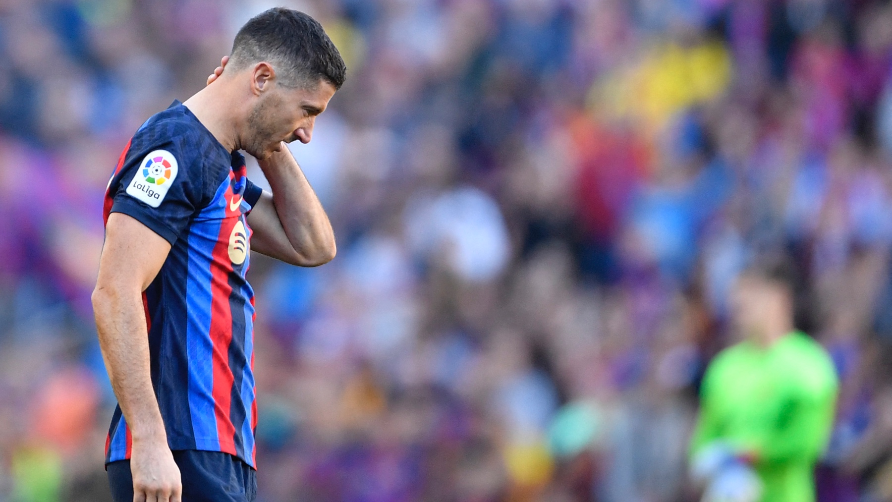 Robert Lewandowski, en su último partido con el Barcelona. (AFP)