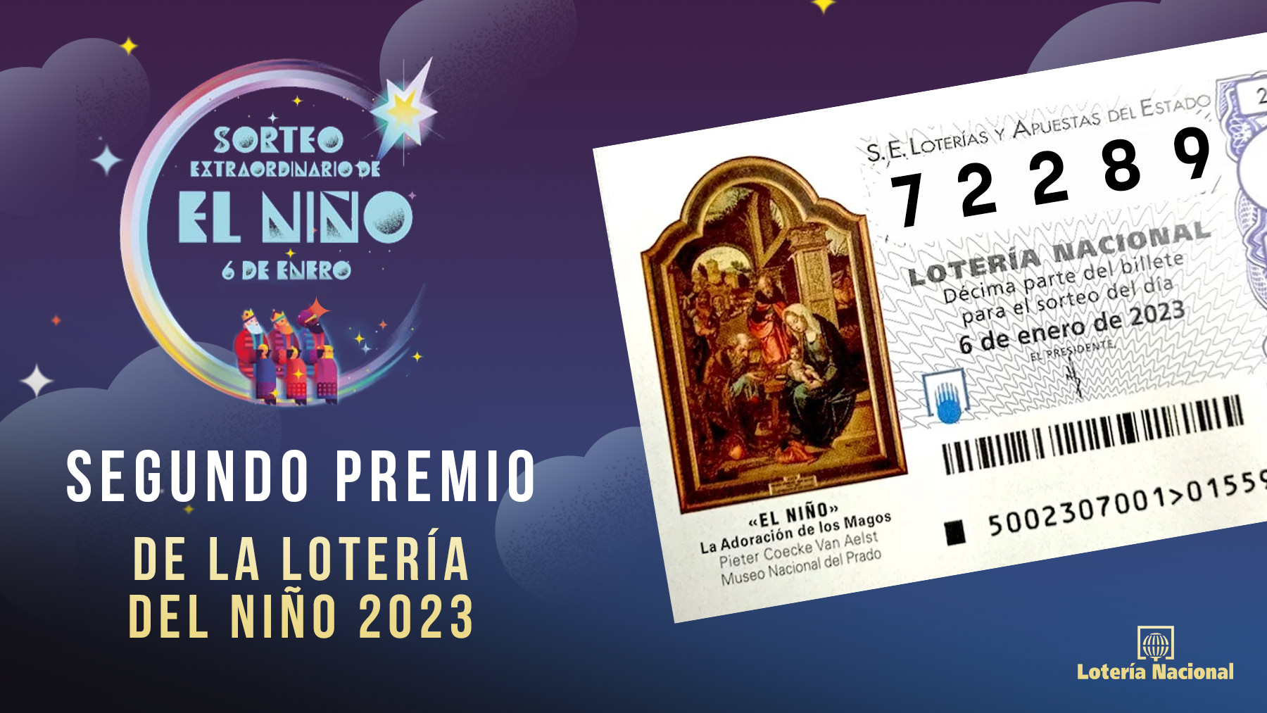 Segundo Premio Lotería del Niño 2023.