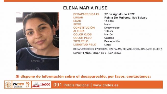 Elena María Ruse, desaparecida en Mallorca