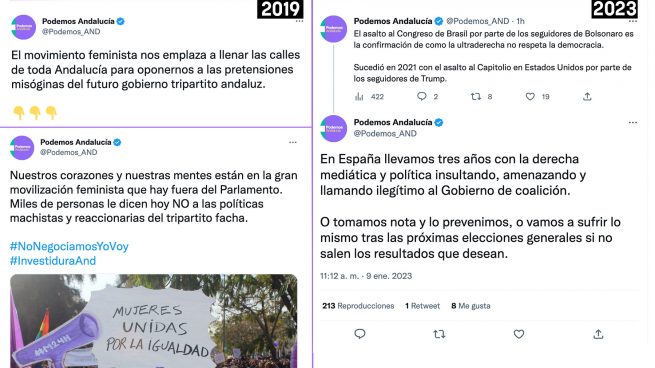 Podemos Andalucía en 2019 y en 2023.