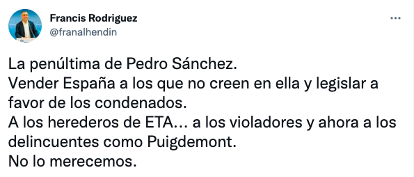 Mensaje publicado en redes sociales por el líder del PP de Granada.