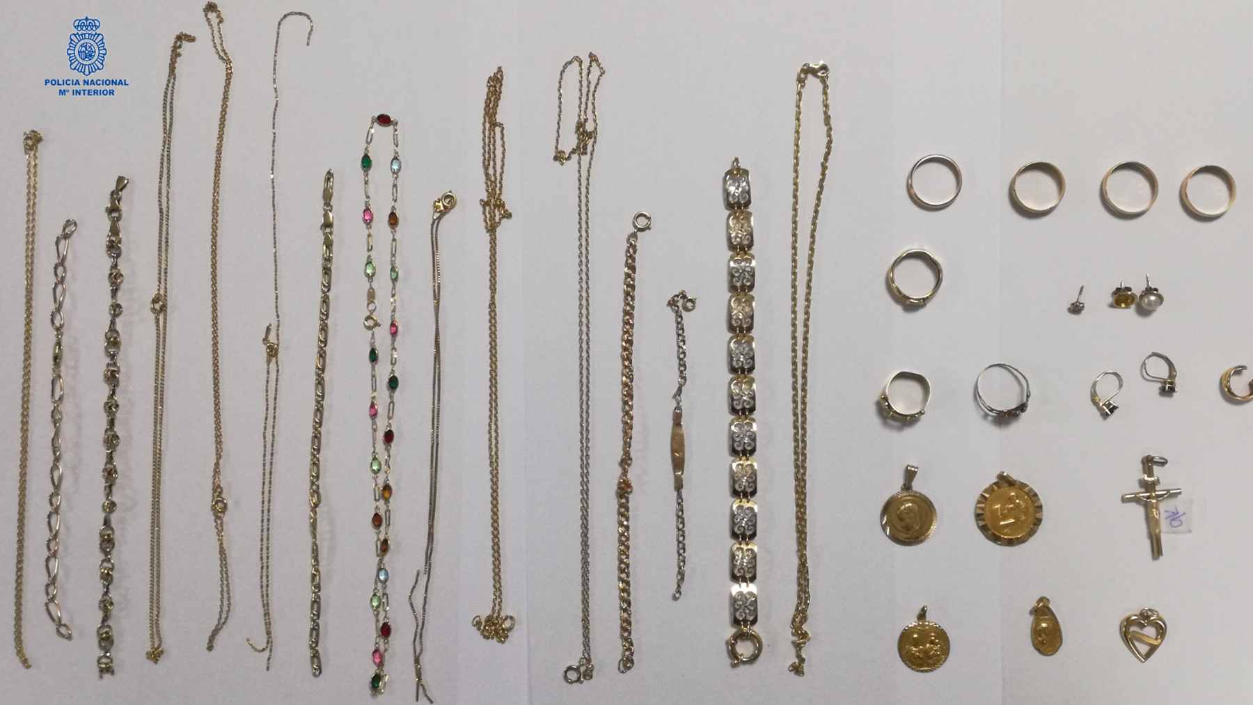 Joyas robadas por el ladrón de 74 años en casas de Mallorca. POLICÍA NACIONAL
