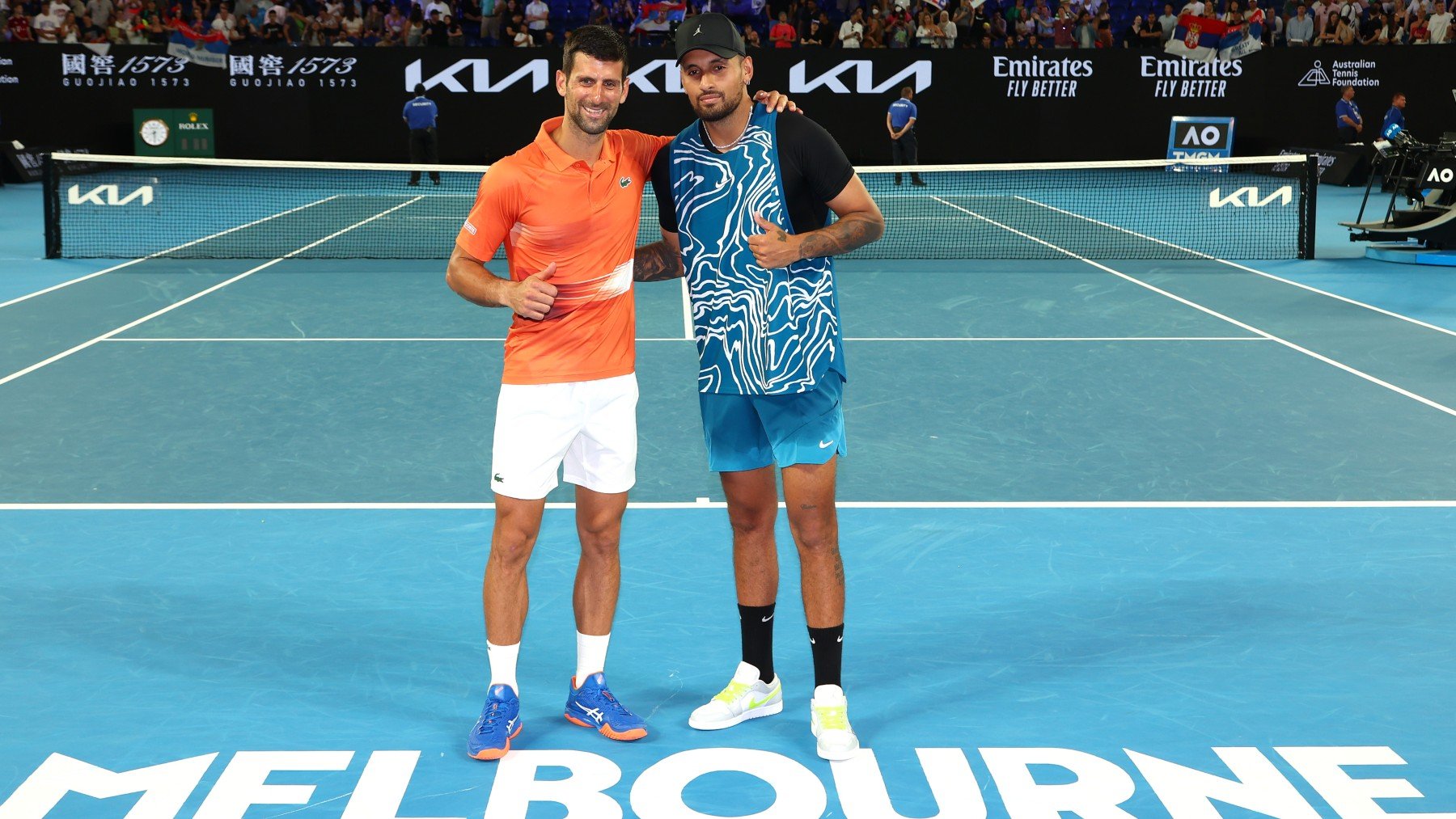 Djokovic y Kyrgios, tras el partido. (Getty)