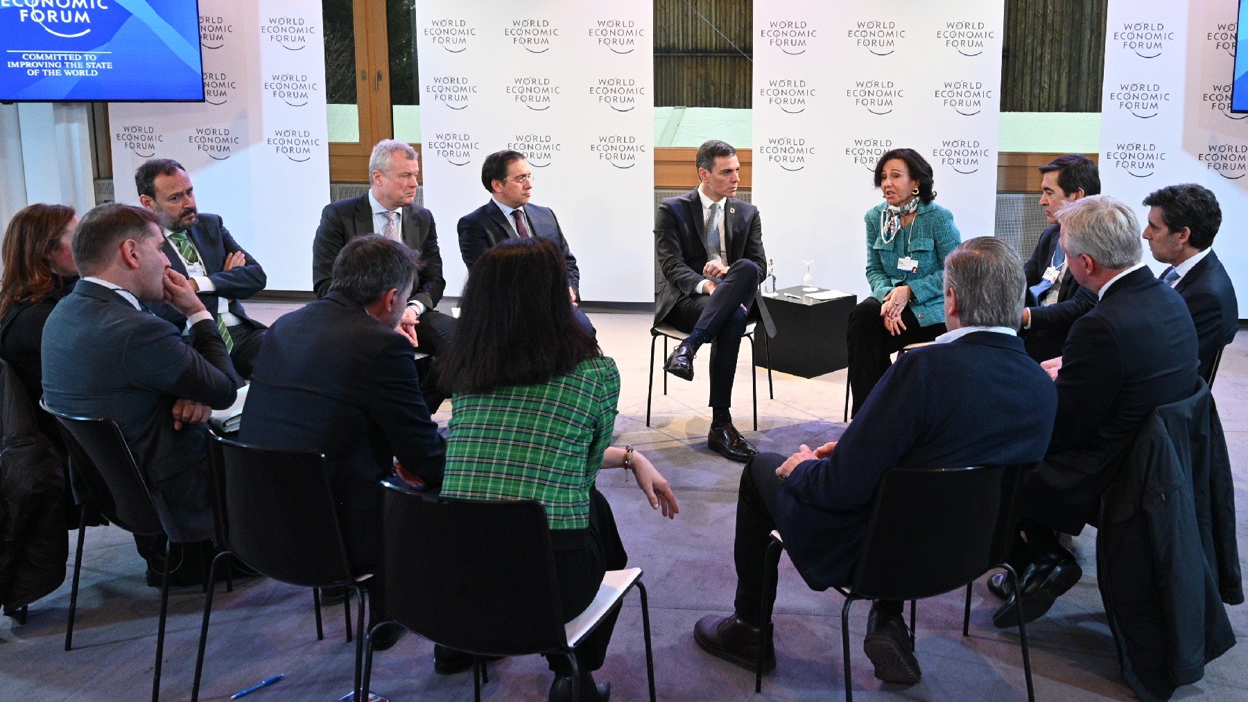 Reunión de Pedro Sánchez con el Ibex 35 en Davos.