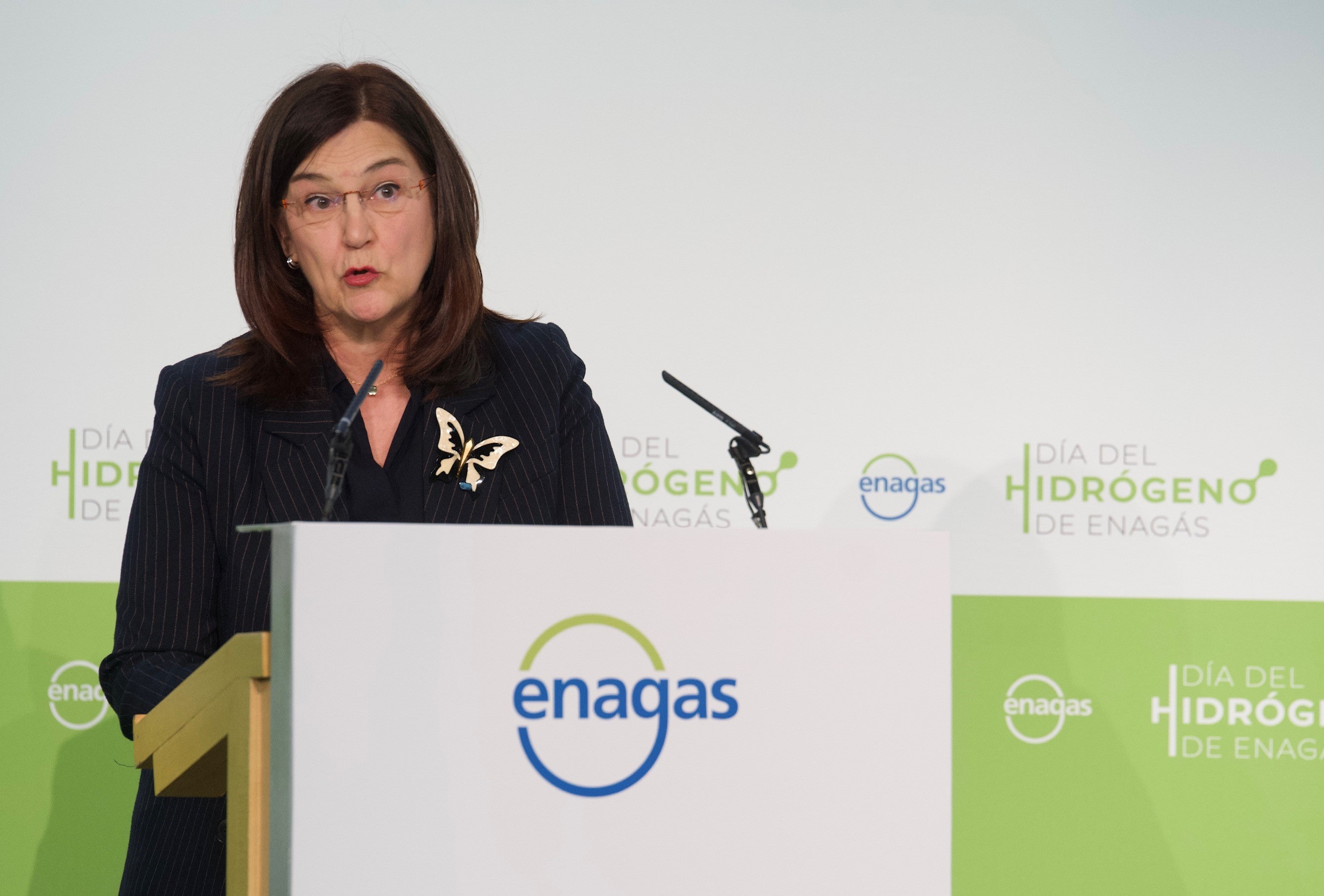 La presidenta de la CNMC, Cani Fernández, clausurando el Día del Hidrógeno de Enagás.