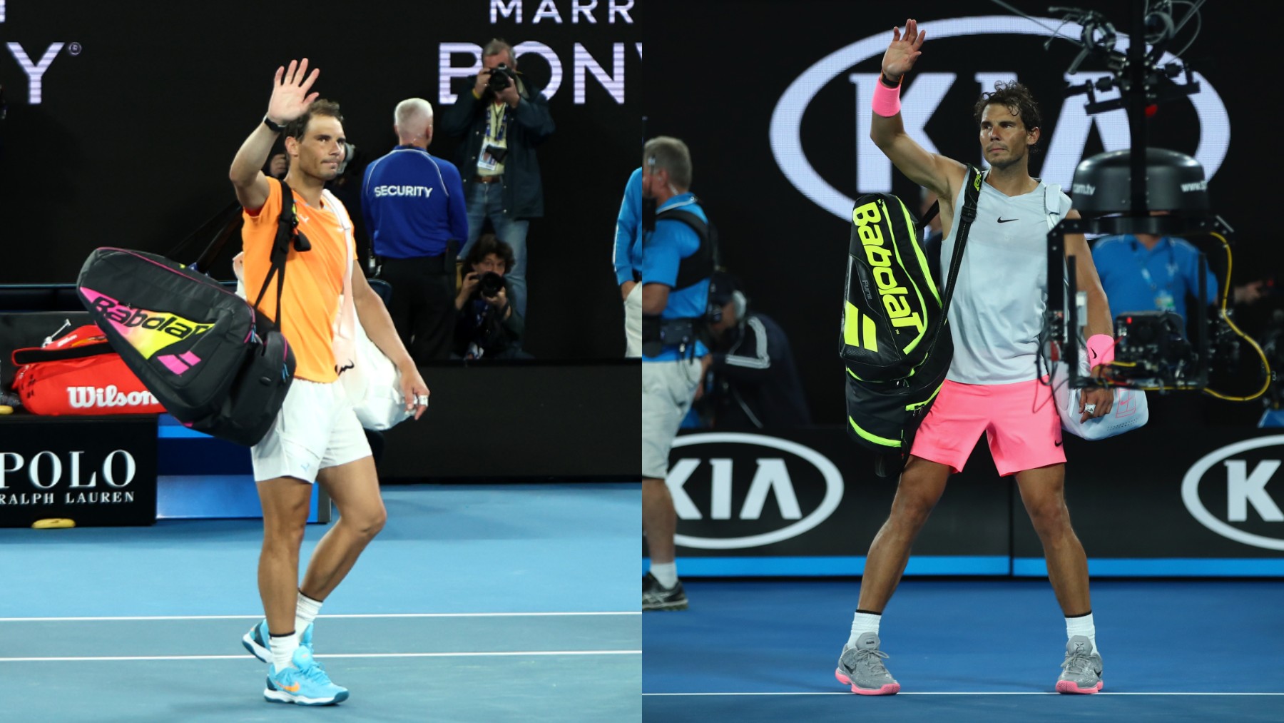 Rafa Nadal se despide del Open de Australia en 2018 y 2023. (Getty)