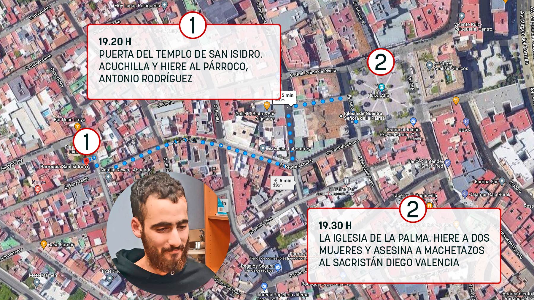 Así fue el ataque yihadista de Algeciras: el magrebí tiró cruces e imágenes en una capilla antes de matar.