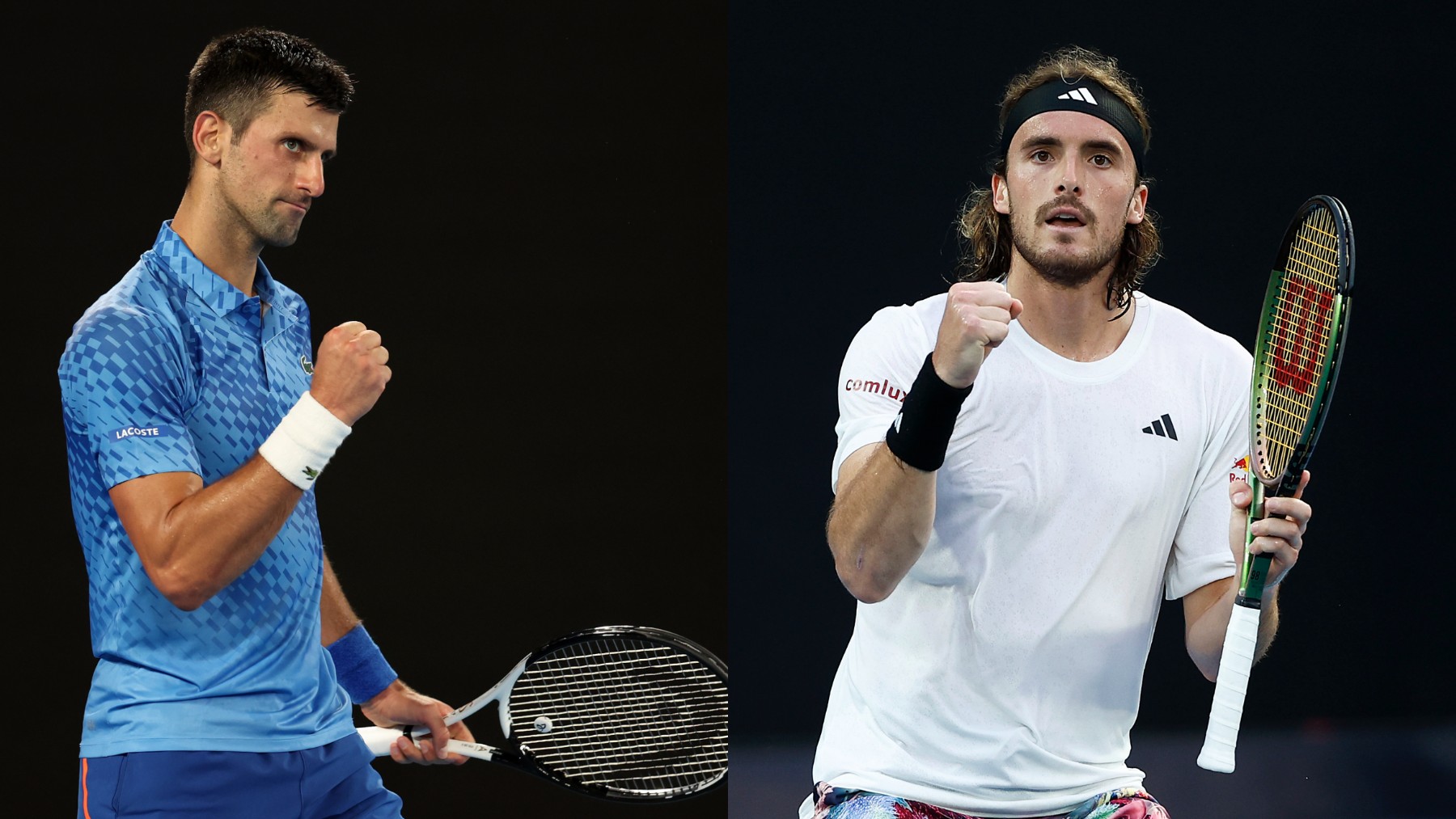Novak Djokovic y Stefanos Tsitsipas. (Getty)