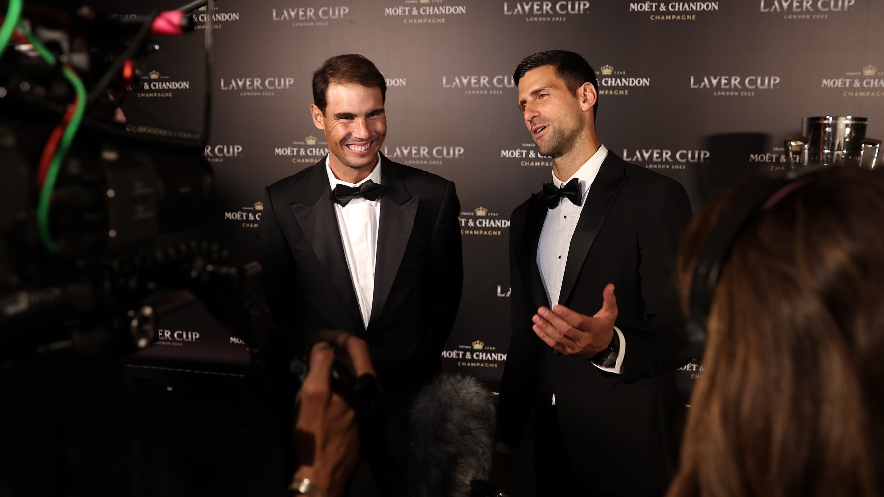 Nadal y Djokovic, en la fiesta de la Laver Cup. (Getty)