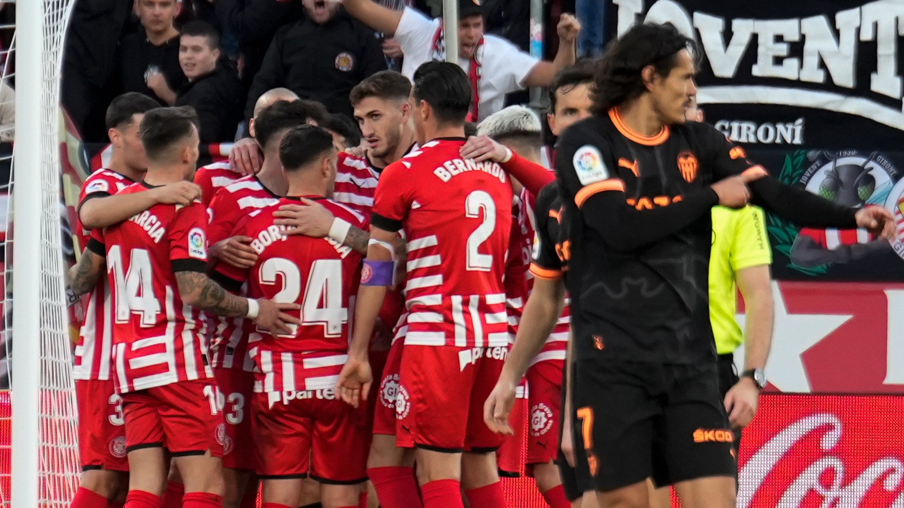 El Girona celebrando el gol de Borja García. (EFE)