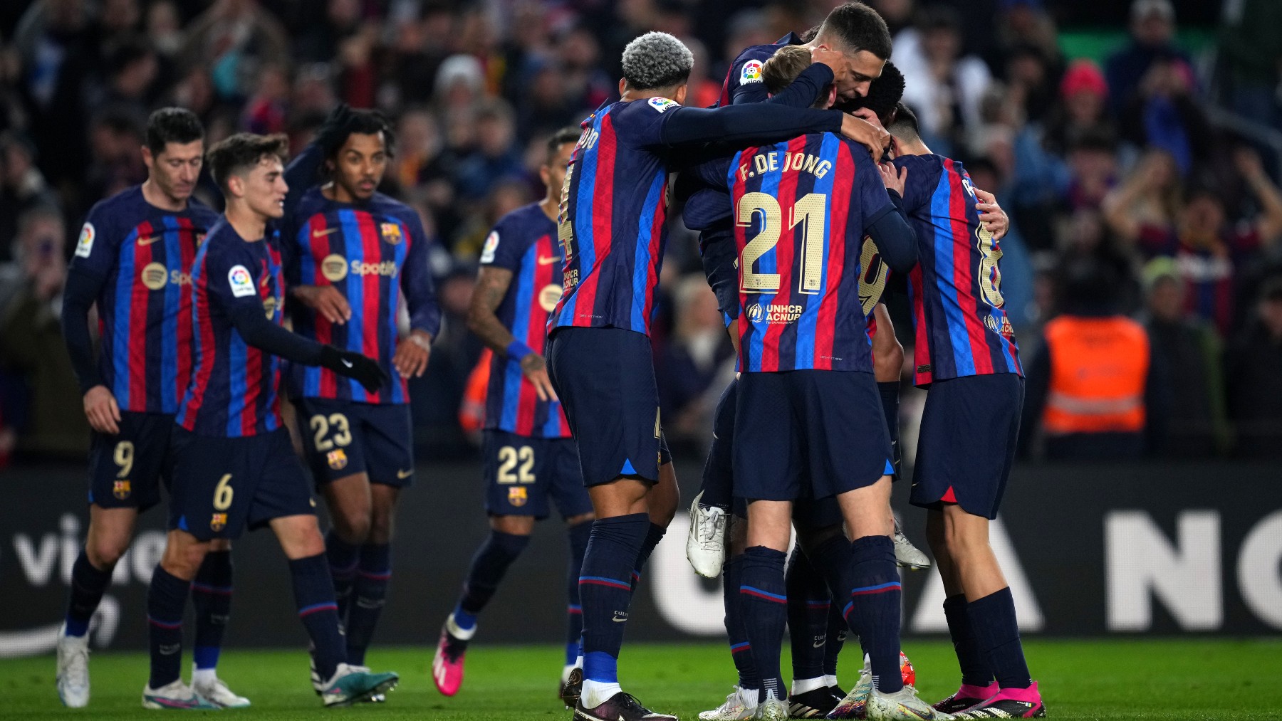 Los jugadores del Barcelona celebran un gol. (Getty)