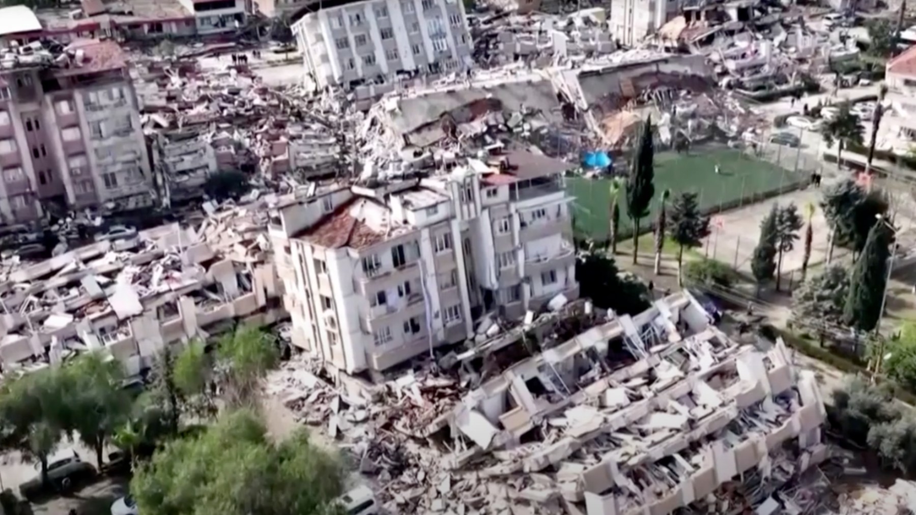 Destrucción en Turquía a vista de dron.