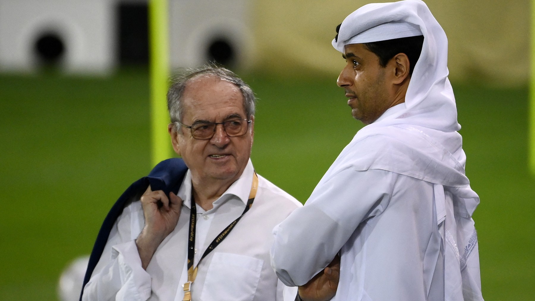 Al Khelaifi, junto a Luis Campos. (AFP)