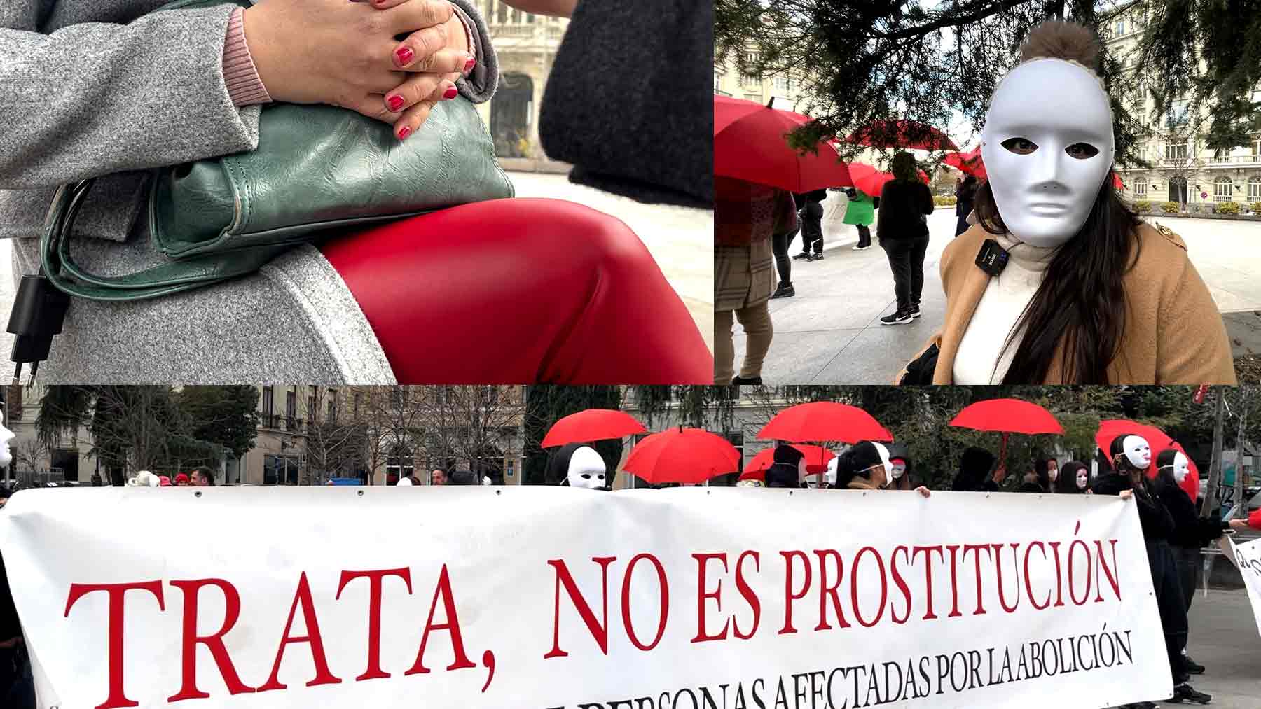 Las trabajadoras sexuales a las puertas del Congreso de los Diputados.