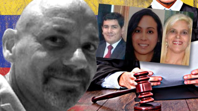 El presunto asesino, el abogado Salas y las dos víctimas mujeres.