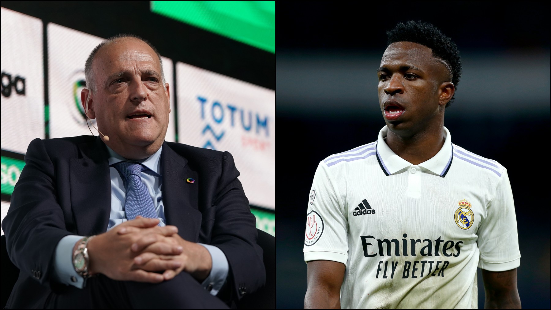 Vinicius y Javier Tebas