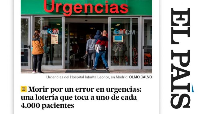 ‘El País’ informa sobre la niña muerta en Valencia por peritonitis con la foto de un hospital de Madrid