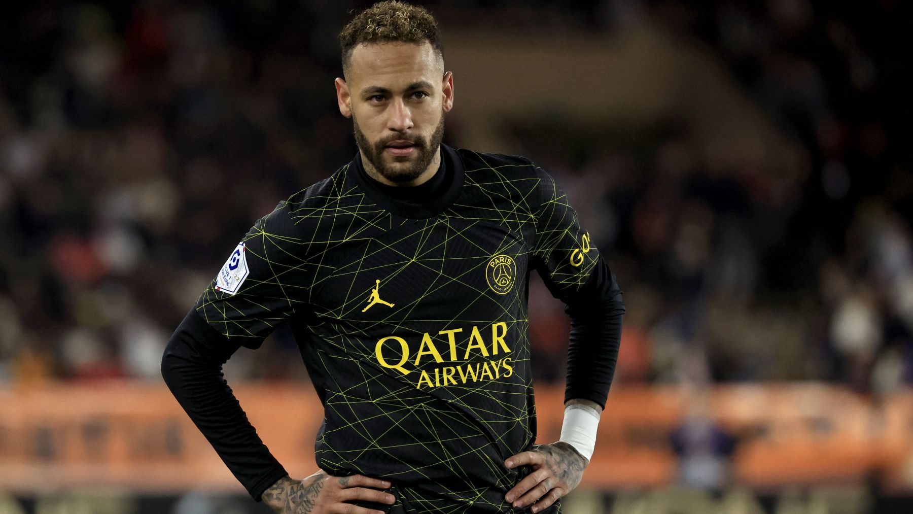Neymar, en la derrota del PSG frente al Mónaco. (AFP)