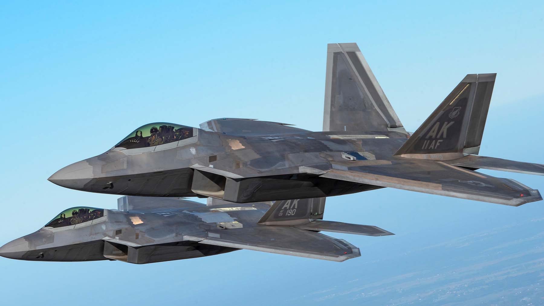 Aviones de combate F-22 Raptor del Ejército de EEUU.