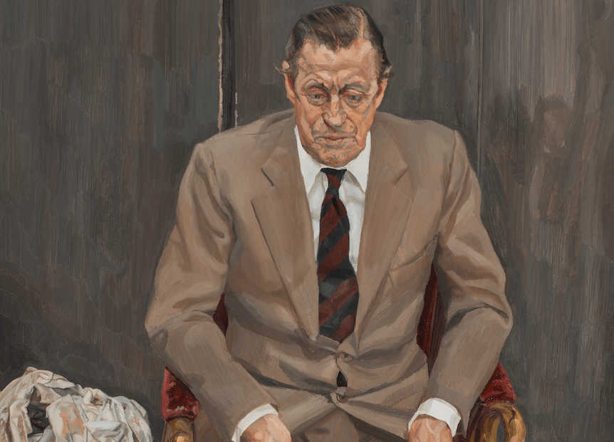 Detalle de Hombre en una silla (Barón H. H. Thyssen-Bornemisza), 1985. Lucian Freud. Óleo sobre lienzo. 120,5 x 100,5 cm @Cortesía