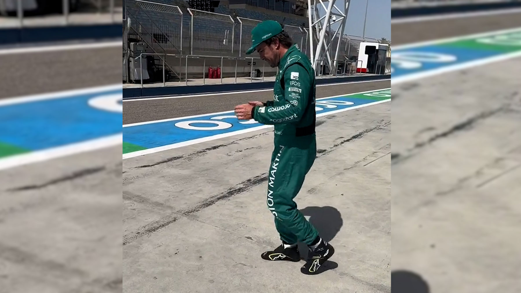 Fernando Alonso desata la locura entre sus seguidores bailando con el Aston Martin.