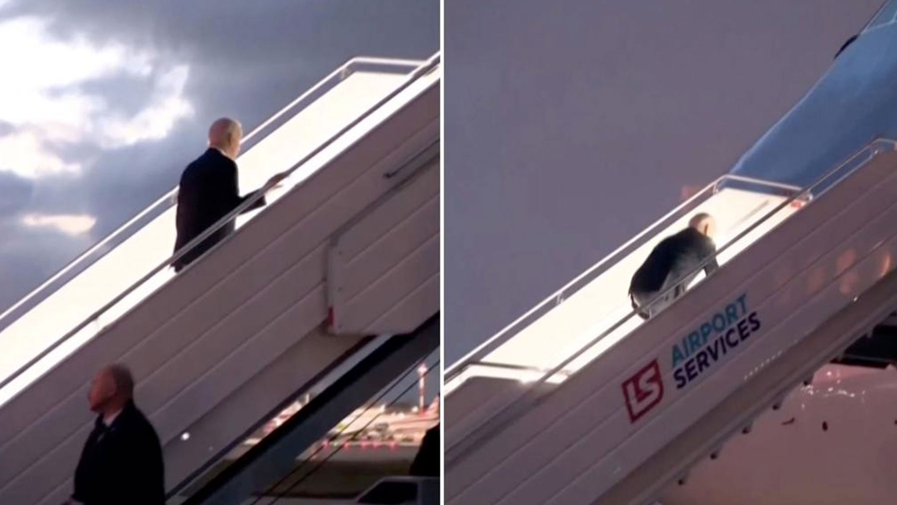 Biden se cae por cuarta vez al subir al Air Force One.