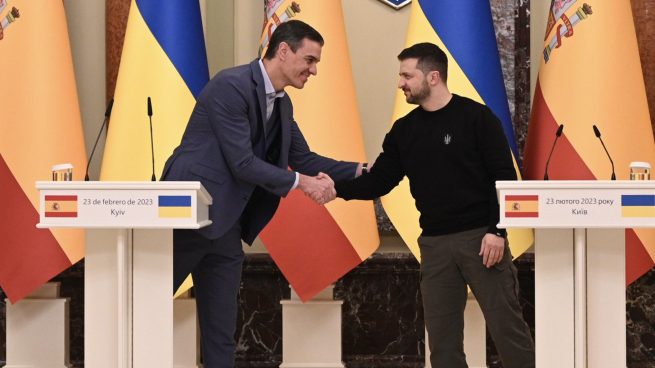 Sánchez y Zelenski este jueves en Kiev. Foto: Moncloa