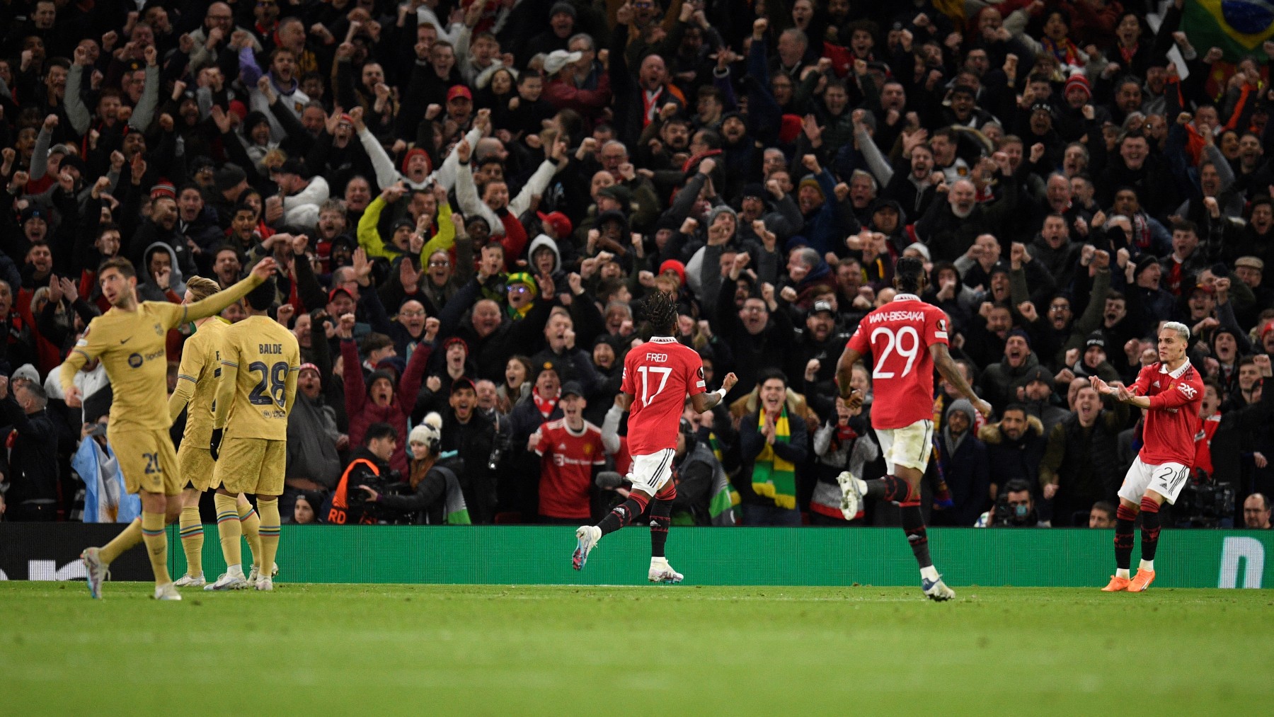 Los jugadores del United celebran un gol. (AFP)