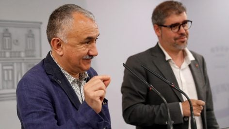 Pepe Álvarez, UGT, y Unai Sordo, de CCOO.