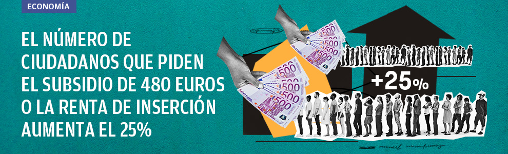 El número de ciudadanos que piden el subsidio de 480 euros o la renta de inserción aumenta el 25%