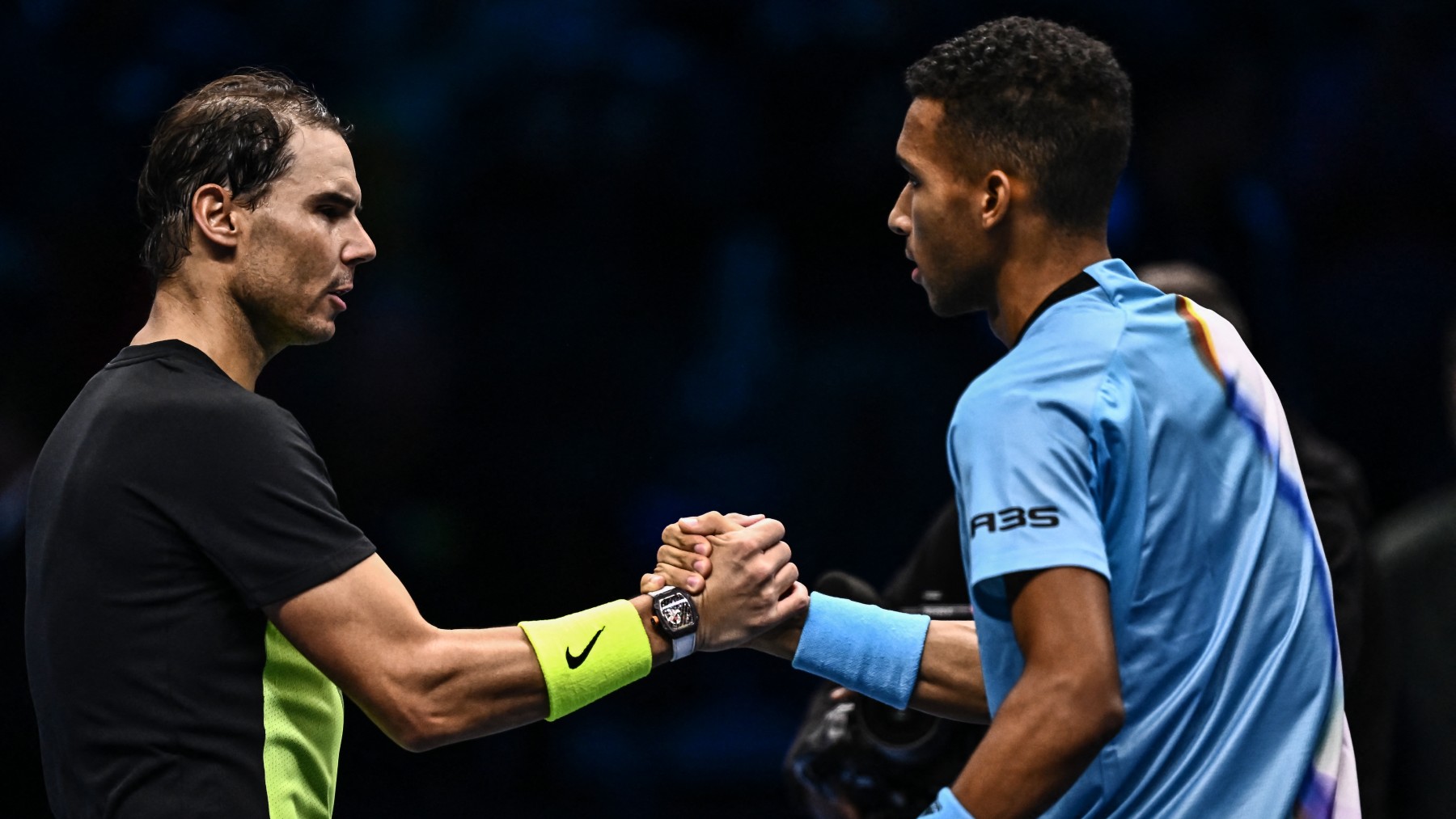Nadal y Auger-Aliassime, tras un partido. (AFP)