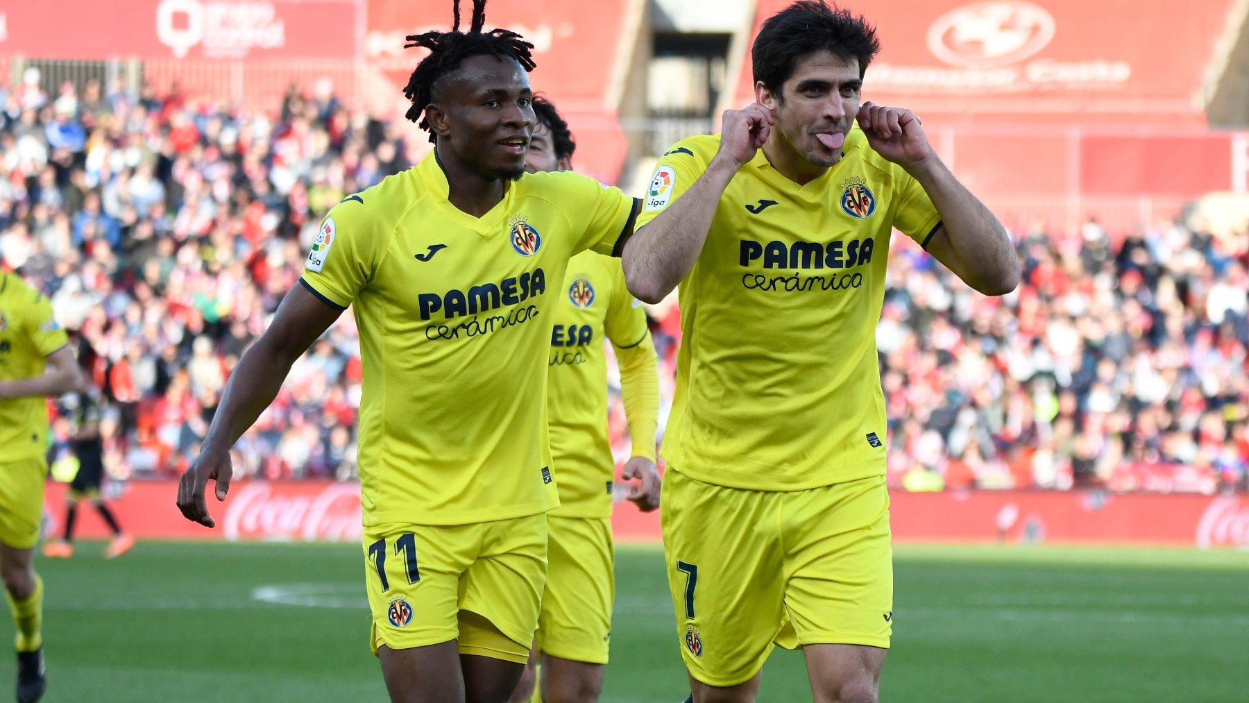 Gerard Romero celebra un gol contra el Almería. (EFE)